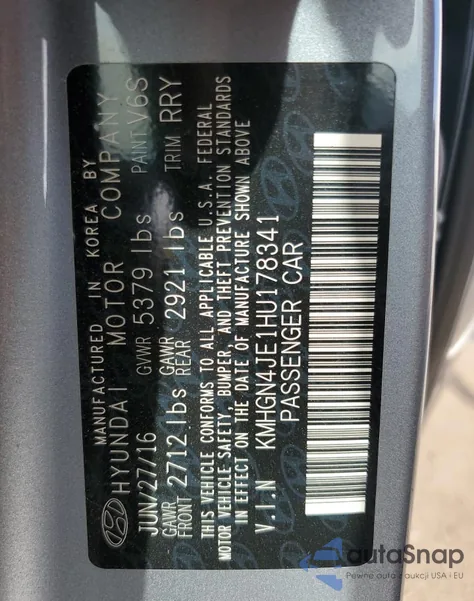 2017 Genesis G80 Base from USA, damaged, VIN KMHGN4JE1HU178341